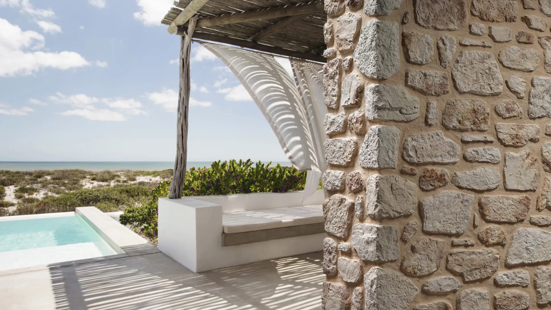Exterior architectural stone facade modern house